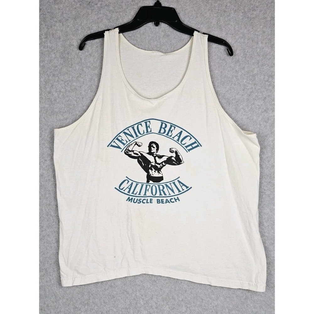 Y2K Venice Beach California Tank Top Muscle Bodybuilding Size XL Arnold Schwarz - Picture 1 of 11